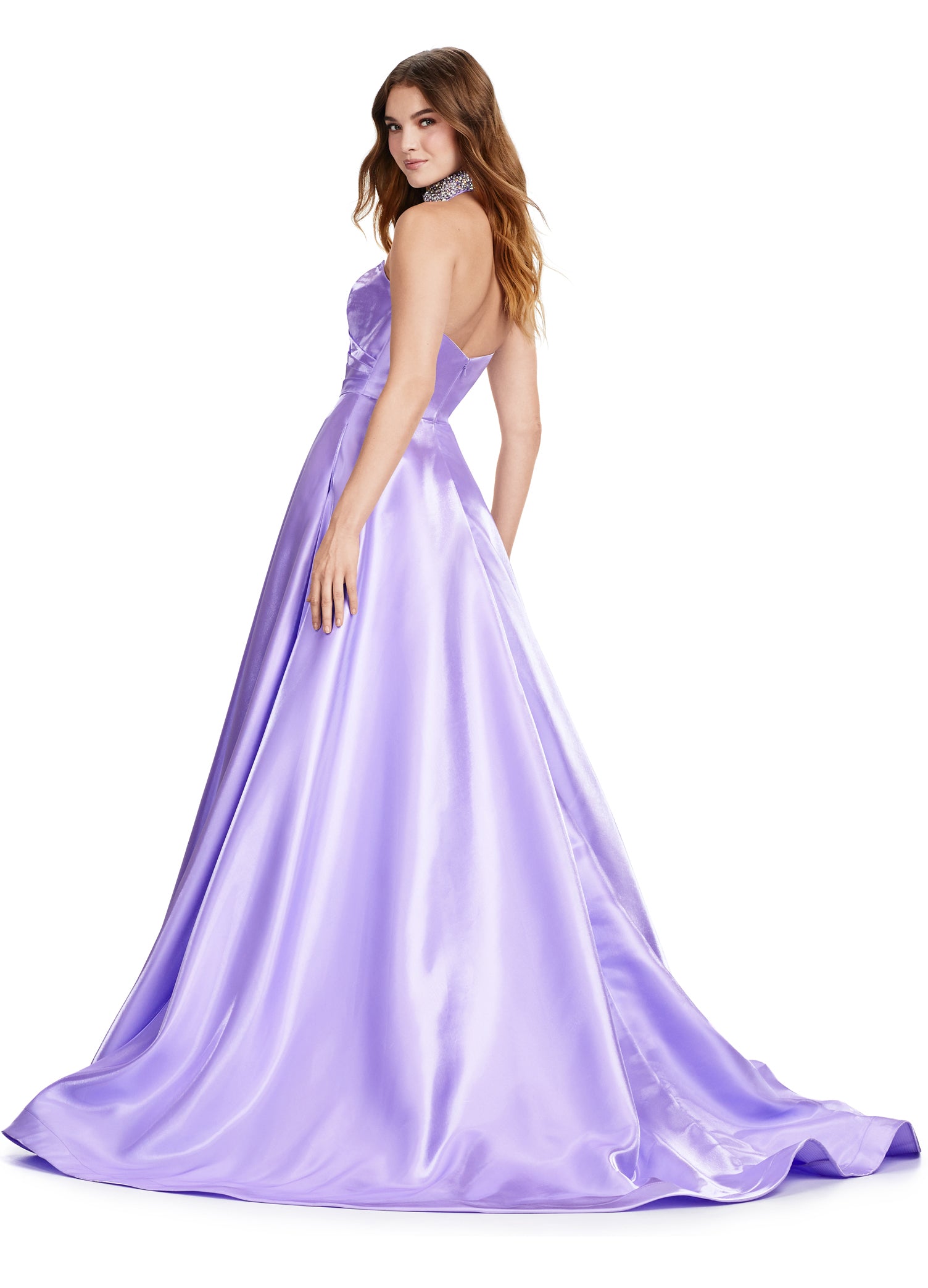 Elegant Purple strapless ball gown with sweetheart neckline, perfect for formal occasions or weddings.