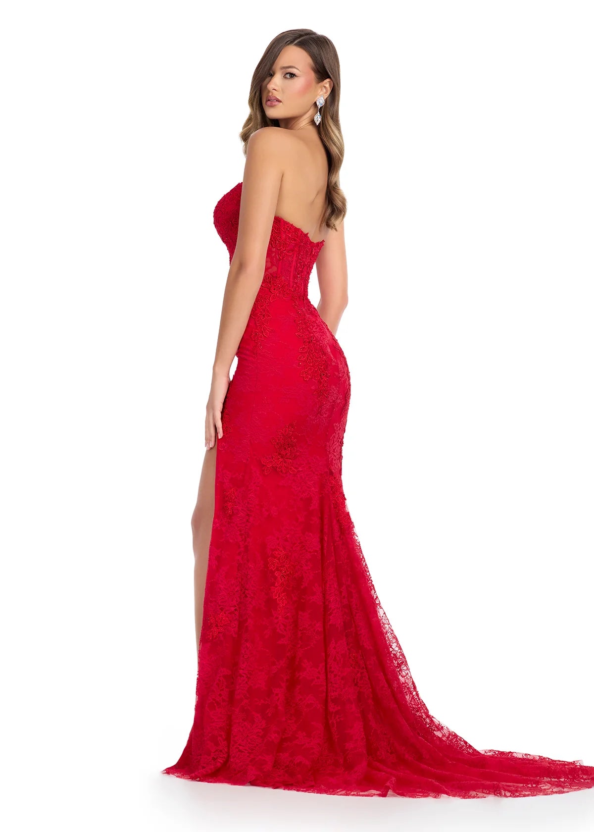 Lacey in Red Back View - Evening Gown - Luxury Dress - Premium Ball Gowns
